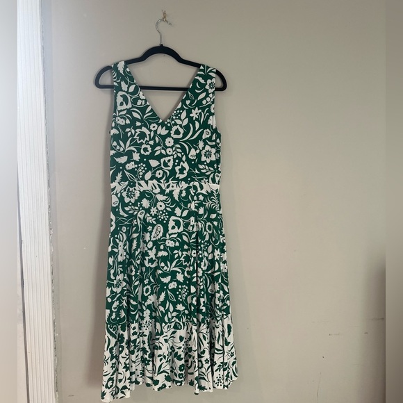 BODEN Green & White Eliza Midi Dress Sleeveless Tropical Floral sz 10P M0333 - Picture 7 of 12